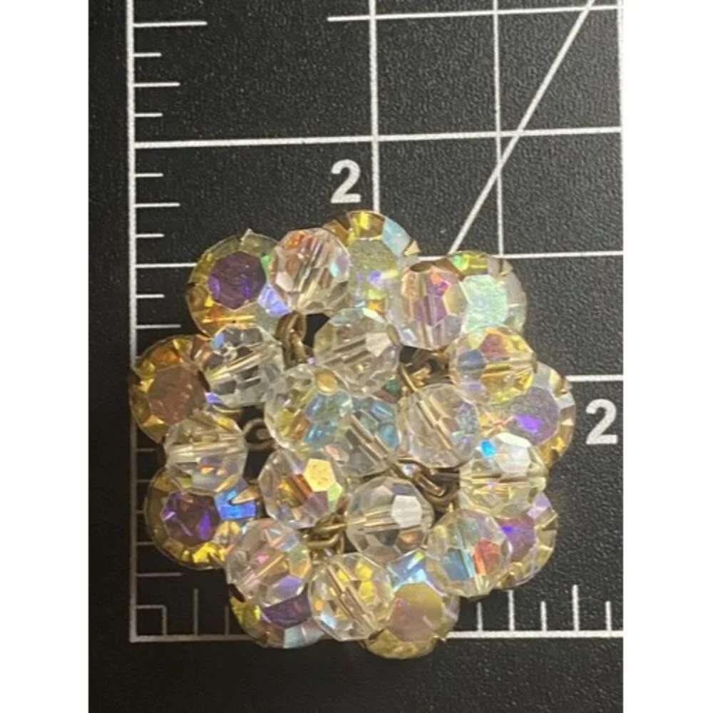 Vtg Brooch Juliana Attributed Unsigned AB Crystal Cha Cha Gold Plated 1.75 Inch - Picture 7 of 8